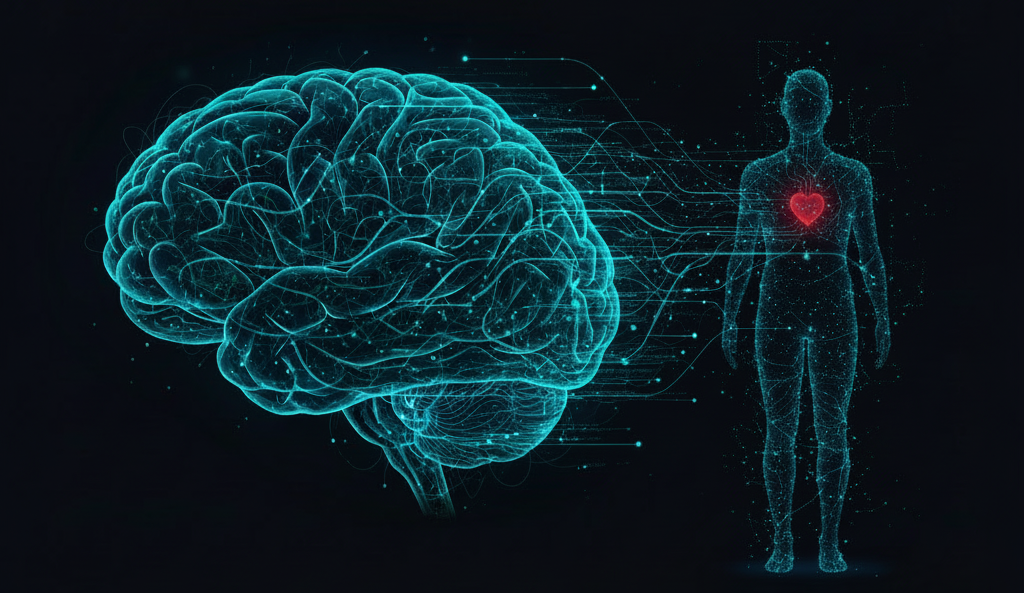Abstract brain–heart connection representing mind–body health